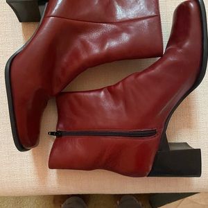 New never worn Red Leather Boots.